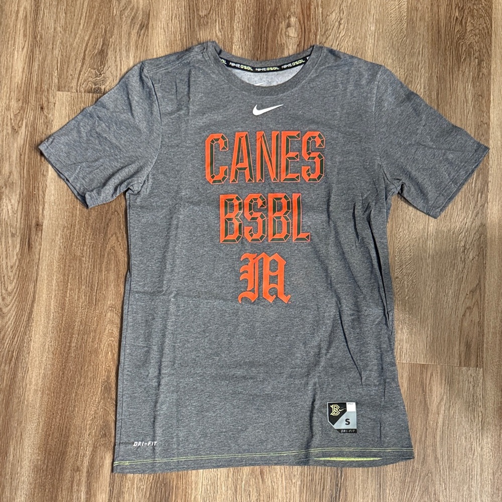 Nike Miami Hurricanes Baseball Dri-Fit Tee Shirt - Small